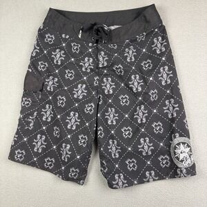 Y2K Quiksilver Board Shorts Mens 31 11" Black Cargo Style Pockets Swim Trunks‎